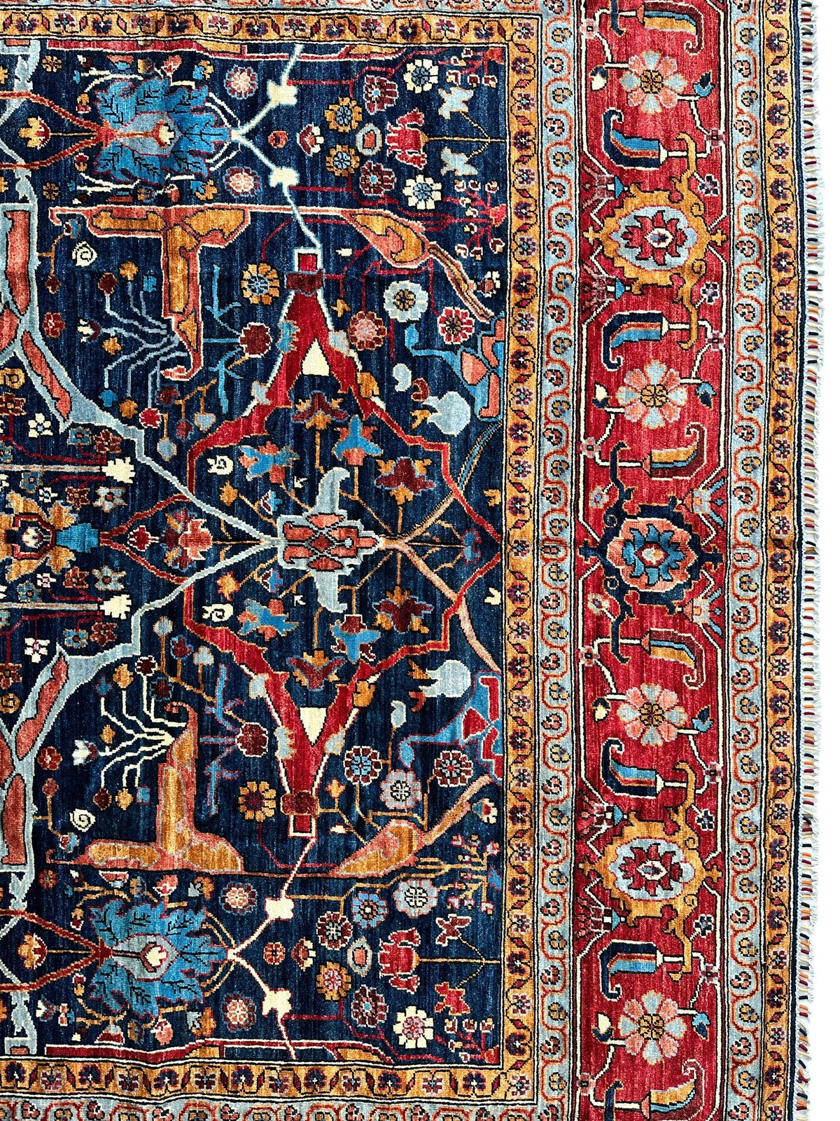 Afghan Bidjar Rug 9x12 | Navy, Red & Gold | Hand-Knotted Wool - Rugistan, view 12