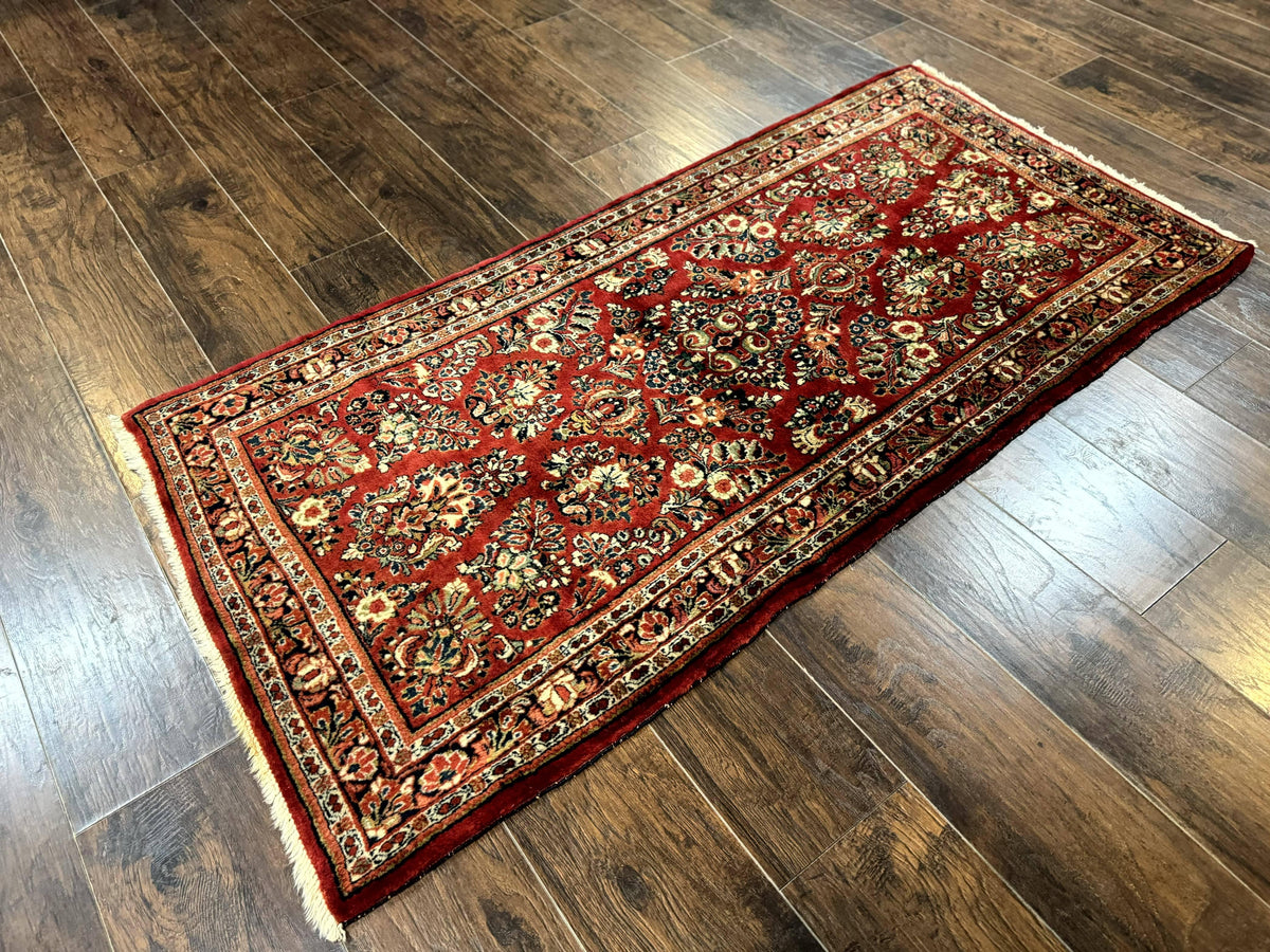 Red Persian Sarouk Rug 3 x 5.8, Antique Wool Carpet, 210 KPSI - Jewel Rugs, view 3