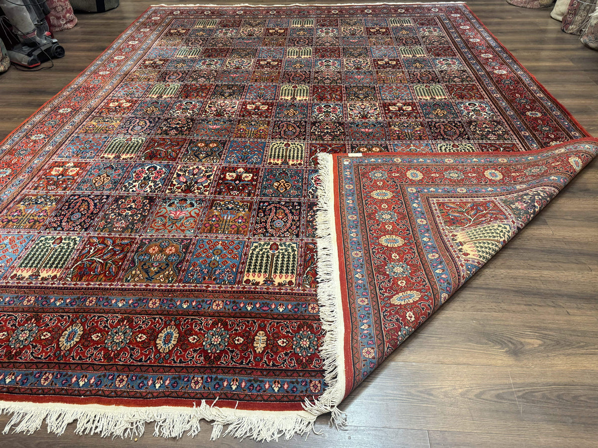 Wonderful Persian Qum Rug 10x13, Panel Design, Fine 260 KPSI, Signed, Red Multicolor - Jewel Rugs, view 12
