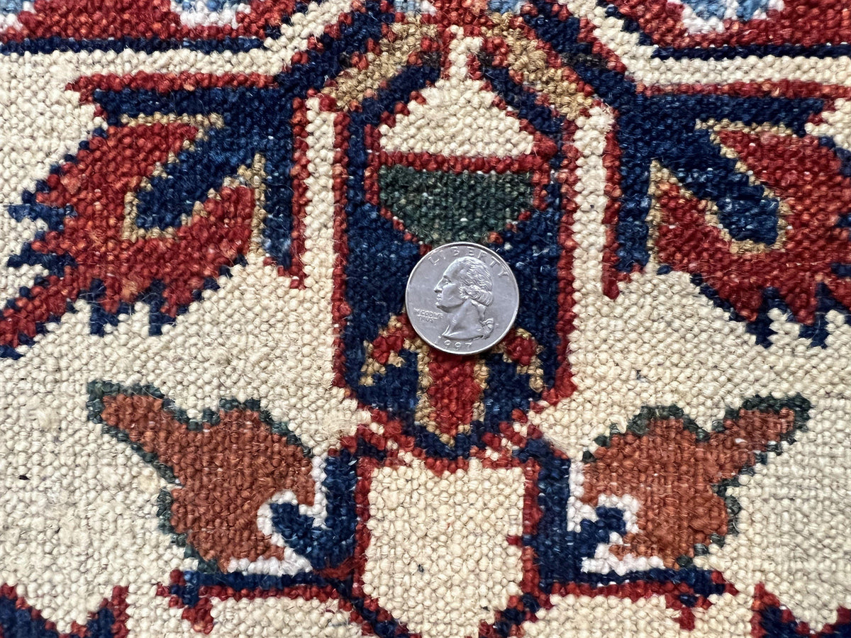 Afghan Heriz Runner Rug 2.9 x 12, Vintage Hand Knotted Persian Carpet for Hallway, 12ft Runner, Wool, Cream - Jewel Rugs, view 11