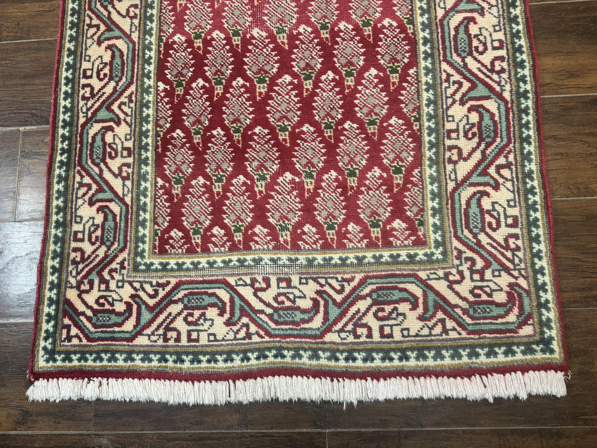 Persian Tabriz Runner Rug 3x16, Paisley Boteh Design, Red and Cream, Rug for Hallway, 16ft Wool Runner - Jewel Rugs, view 9