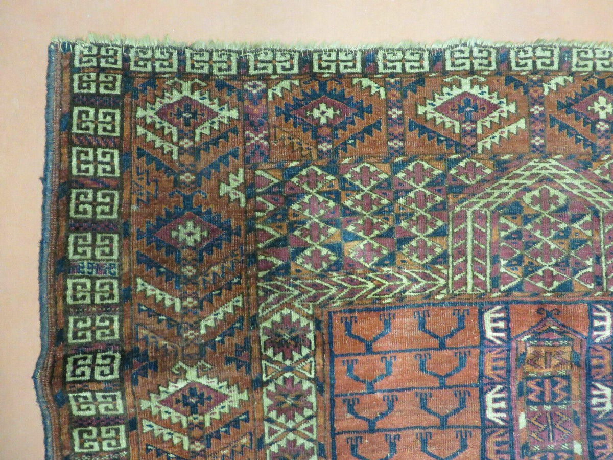 Antique Turkoman Ensi Wool Rug 4x5 - Jewel Rugs, view 6