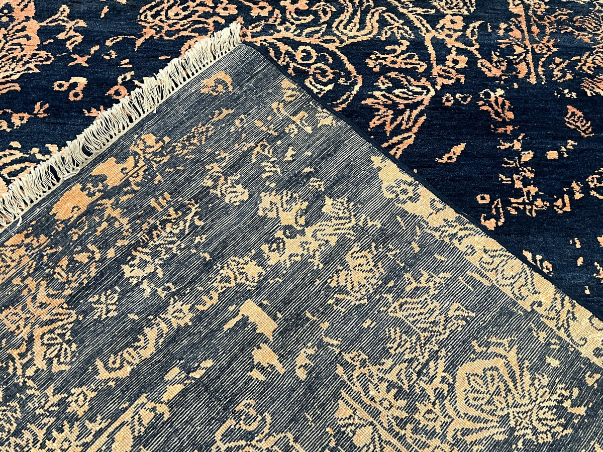 Area Rug 8x10 High Quality Handmade Oriental Carpet, Modern Contemporary Rug, Rug for Living Room, Wool Rug, Blue and Gold, Pakistani Rug - Jewel Rugs, view 11