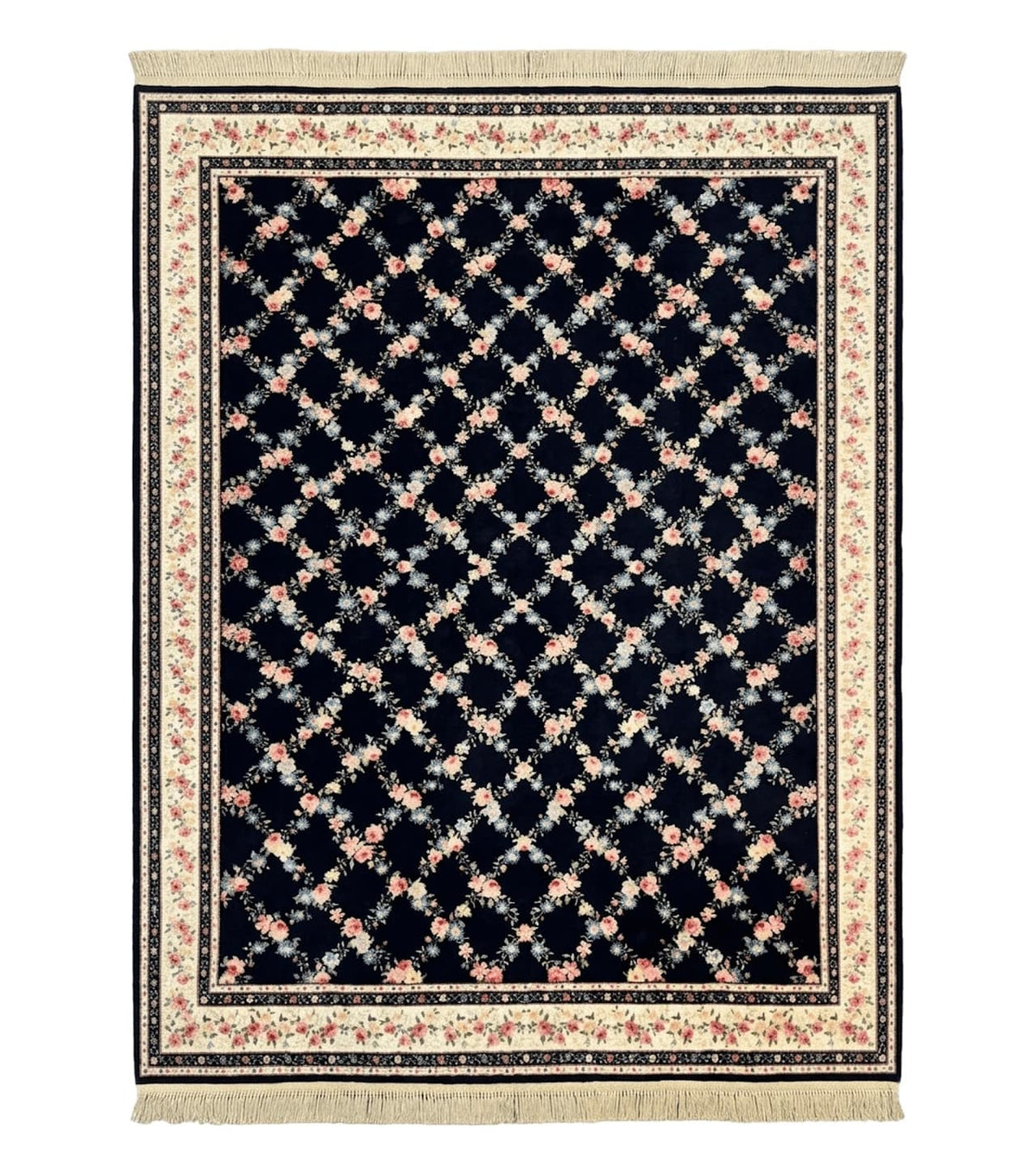 Karastan Rug 8.8 x 12, Garden of Eden #509/1270, Ebony Trellis, Vintage Discontinued Wool Pile Karastan Carpet - Jewel Rugs