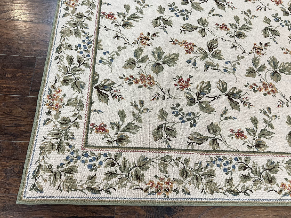 Vintage Stark Carpet 7x10, Ivory and Green, European Aubusson Design, Allover Pattern, Stark Rug - Jewel Rugs, view 8