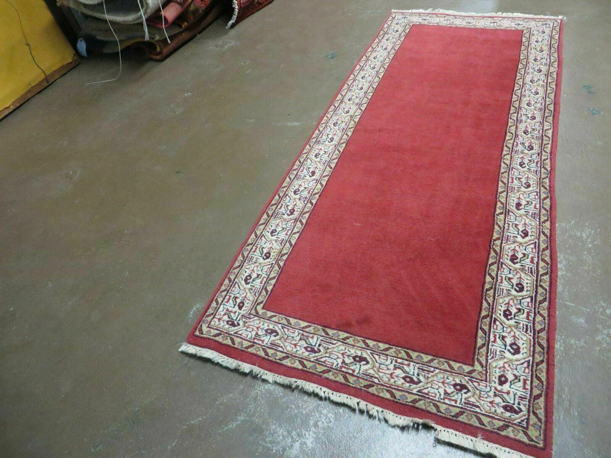 2' 8" X 7' Vintage Handmade India Wool Runner Rug Nice Red Organic Colors - Jewel Rugs, view 2