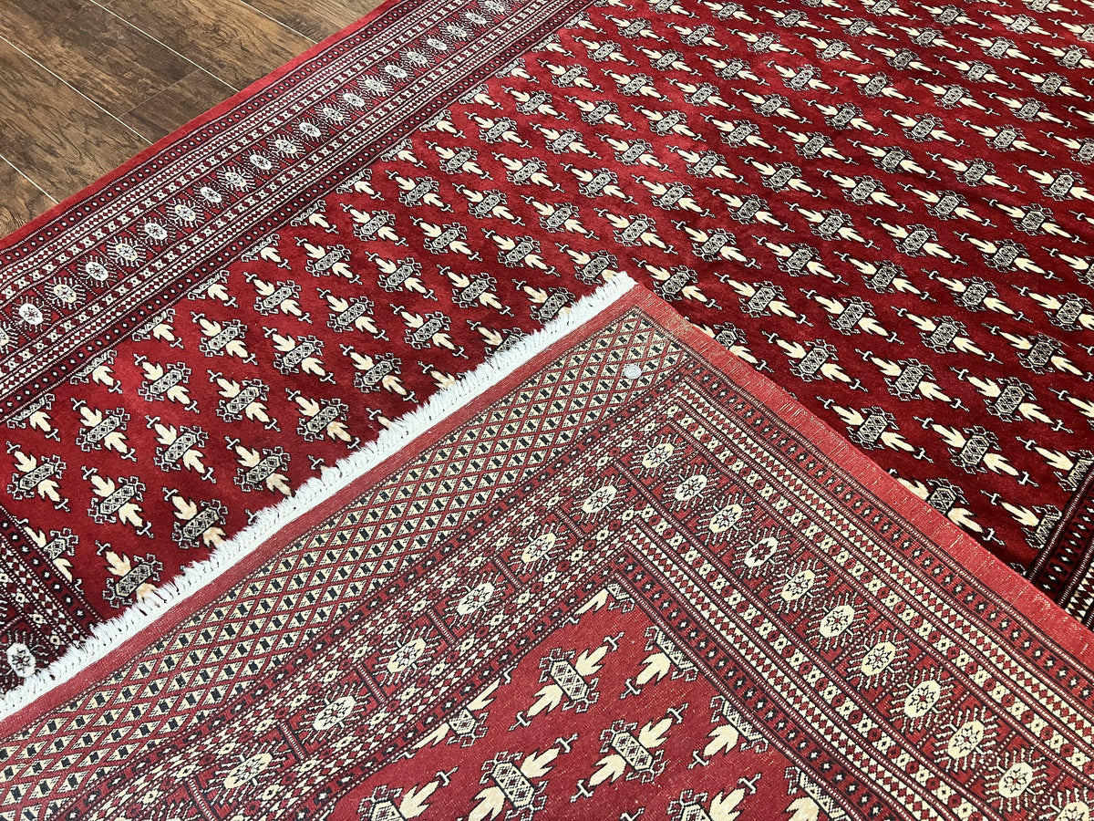 Pakistani Turkoman Bokhara Rug 6x9, Fine Wool Vintage Hand Knotted Handmade Yamud Oriental Carpet 6 x 9, Red Turkoman Rug, Tribal Rug - Jewel Rugs, view 11