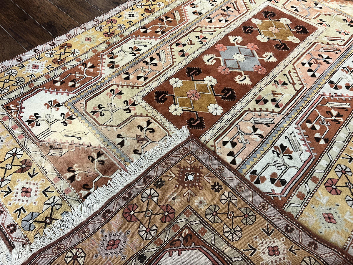 Turkish Rug 7x10, Wool Hand Knotted Vintage Carpet, Geometric Kazak Pattern - Jewel Rugs, view 11