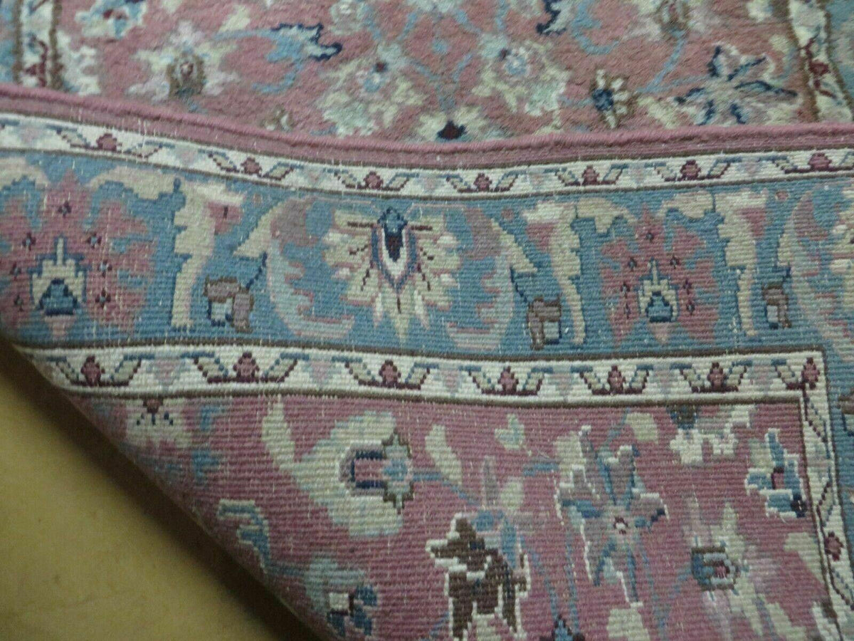 Indo Persian Runner Rug 2.8 x 12, Wool Hand Knotted, Pink and Light Blue - Jewel Rugs, view 10
