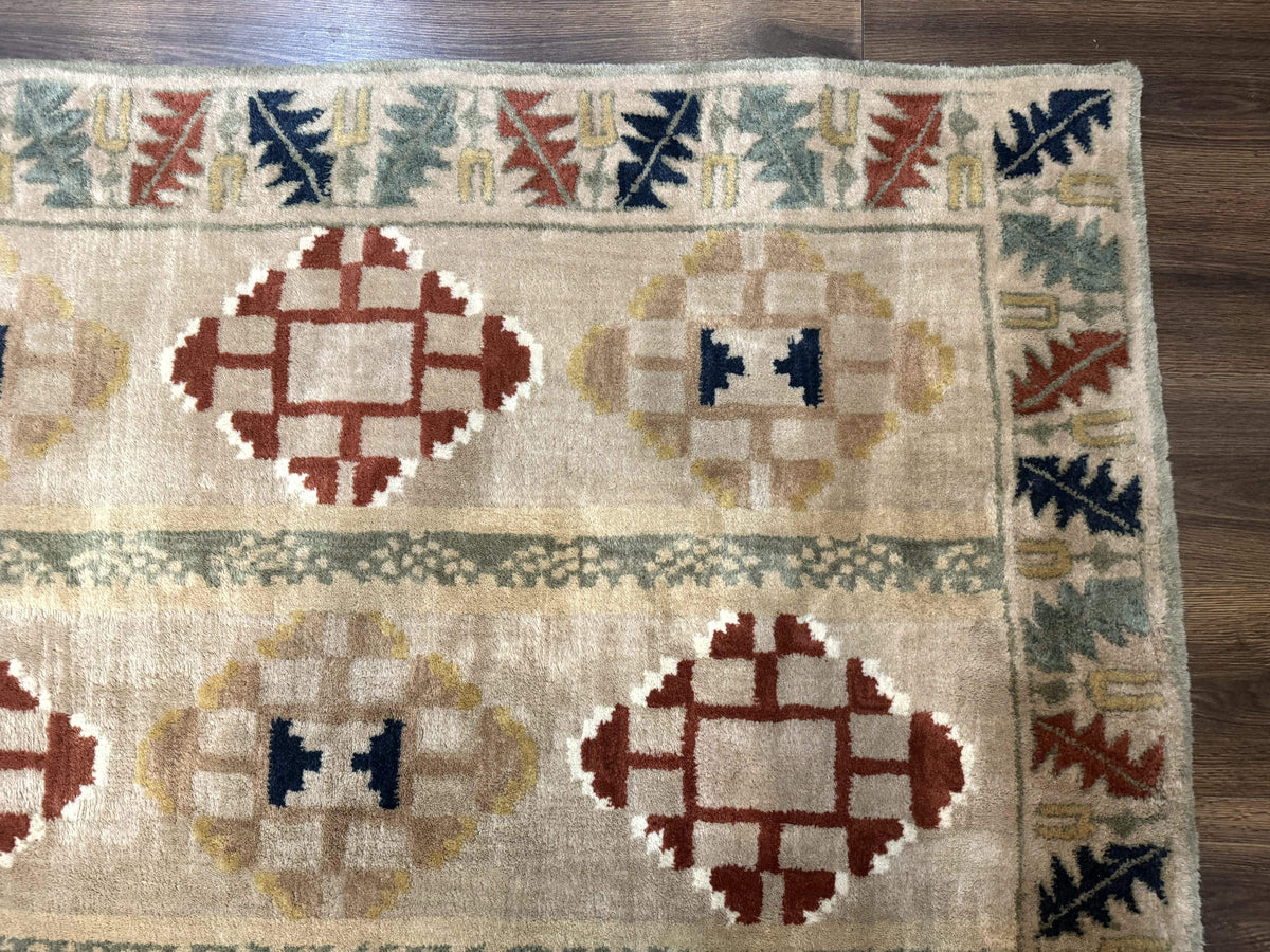 Geometric Design Area Rug 5x8, Beige and Rust Red - Jewel Rugs, view 8