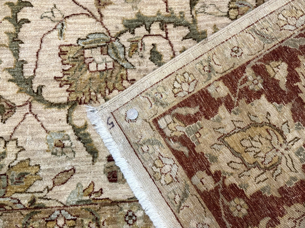 Pakistani Rug 9x12, Floral Allover Peshawar Carpet, Chobi, Beige and Rust Red, Traditional - Jewel Rugs, view 11