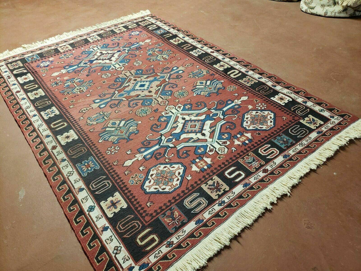 4' X 6' Vintage Russian Kilim Handmade Caucasian Soumak Flat Weave Wool Rug - Jewel Rugs, view 3