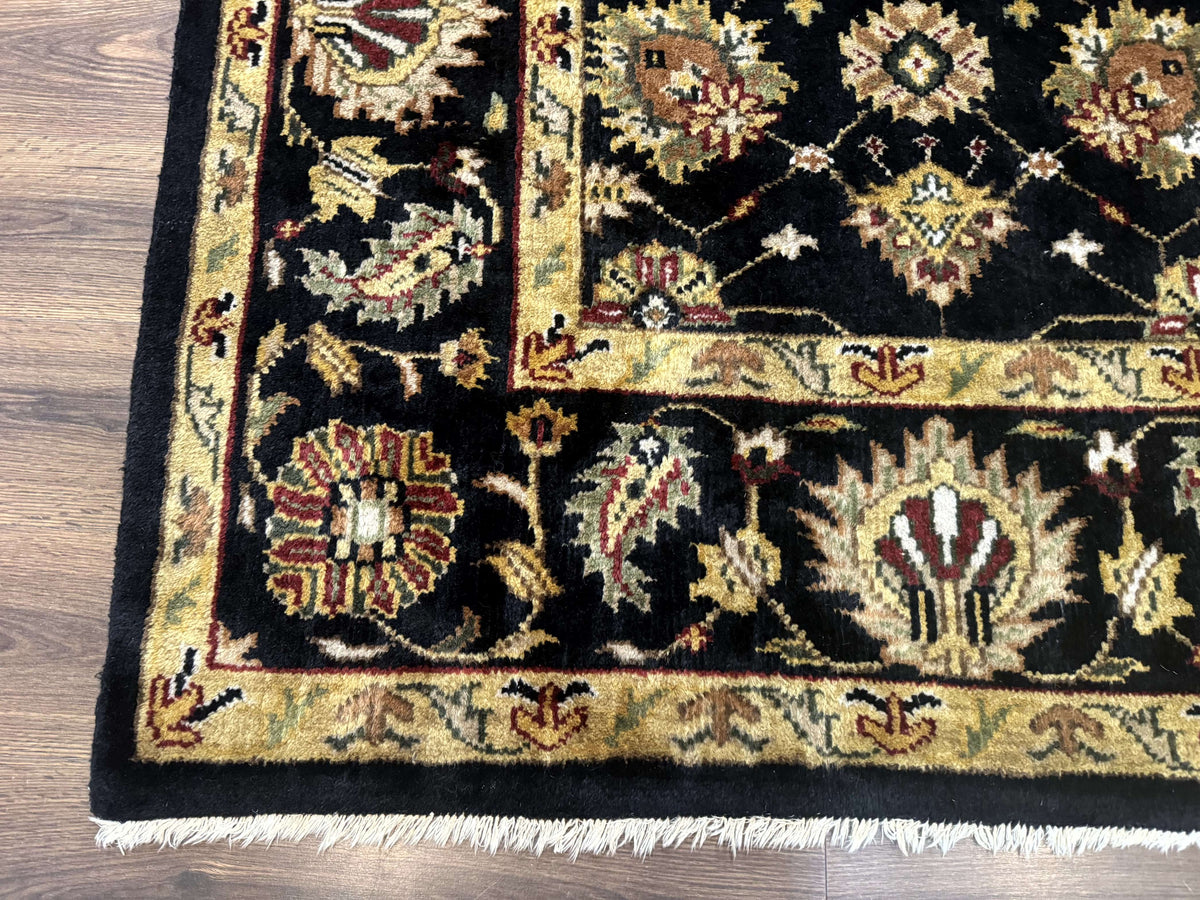 Indo Persian Mahal Rug 8x10, Black and Gold, Wool Hand Knotted Oriental Carpet - Jewel Rugs, view 9