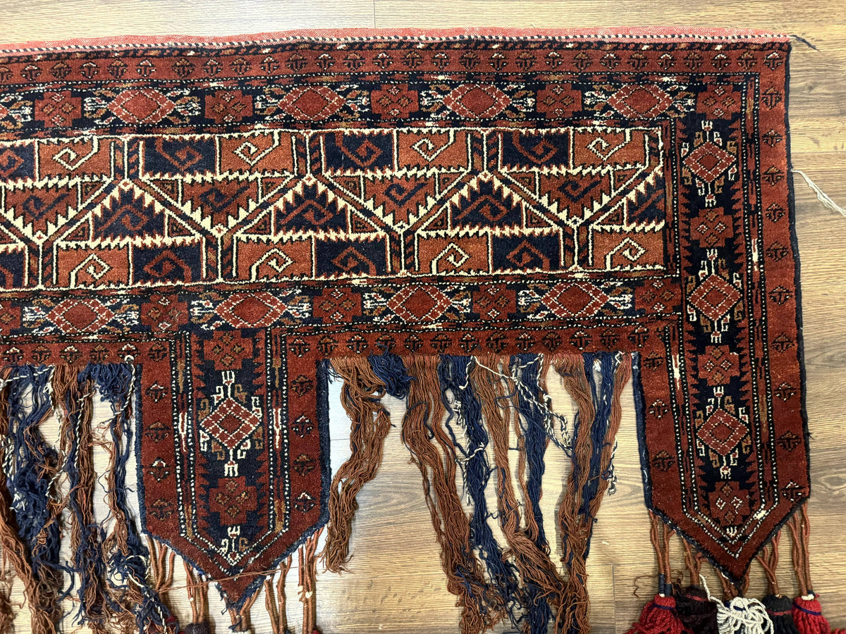 Antique Afghan Beshir Tent Header Textile Rug, Tribal Collectible, Wool - Jewel Rugs, view 8