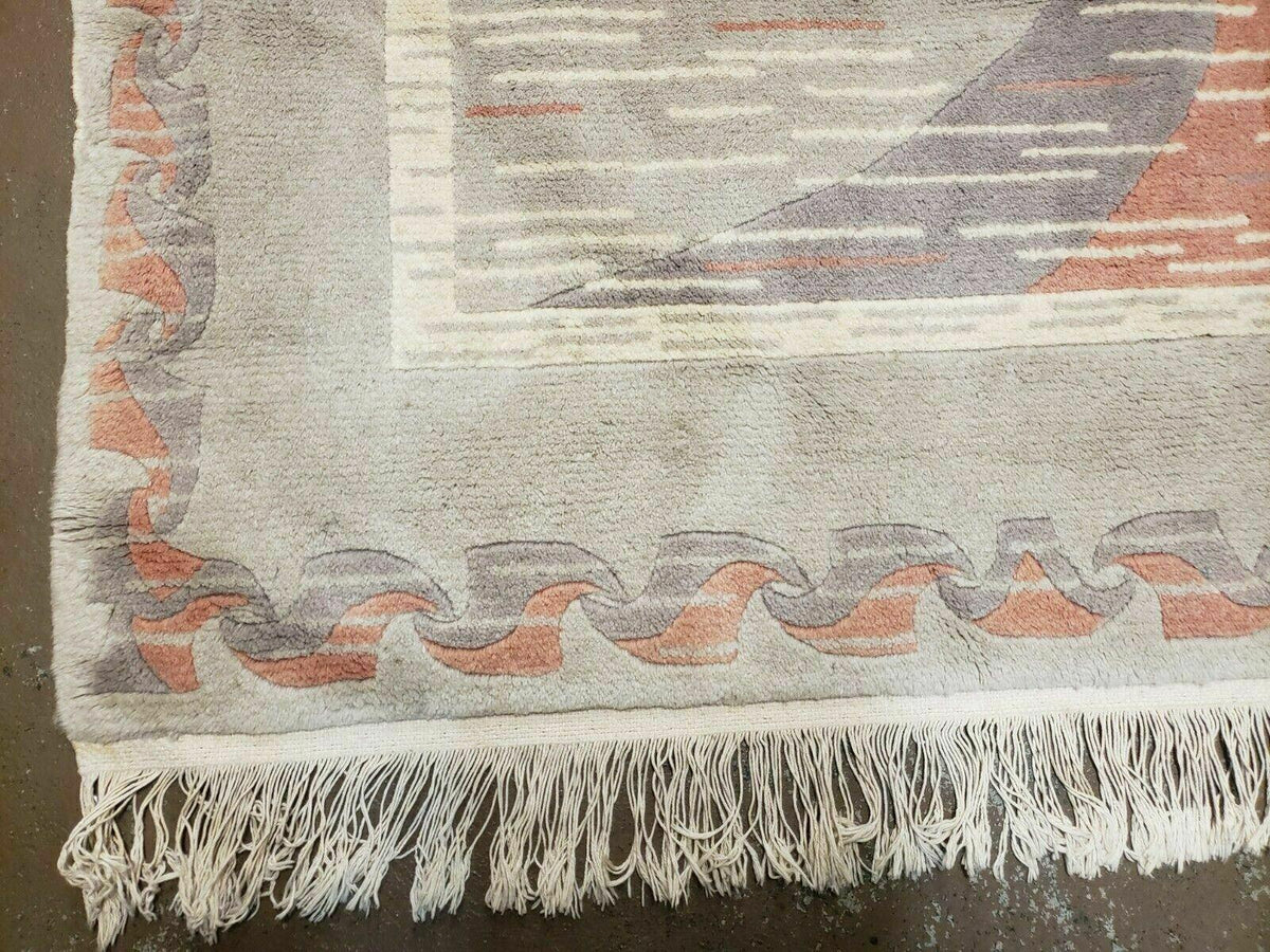 3' X 5' Handmade Modern Chinese Accent Rug - Silk on Cotton Carpet - Abstract Contemporary Design - Beige and Orange - Jewel Rugs, view 8