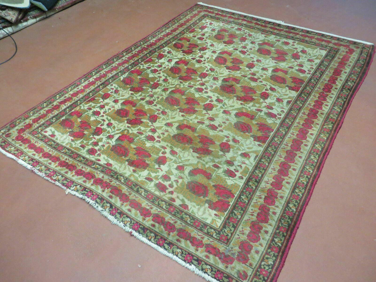 5' X 6' Antique Handmade India Floral Oriental Wool Rug Roses Flowers Traditional Contemporary Design - Jewel Rugs, view 2