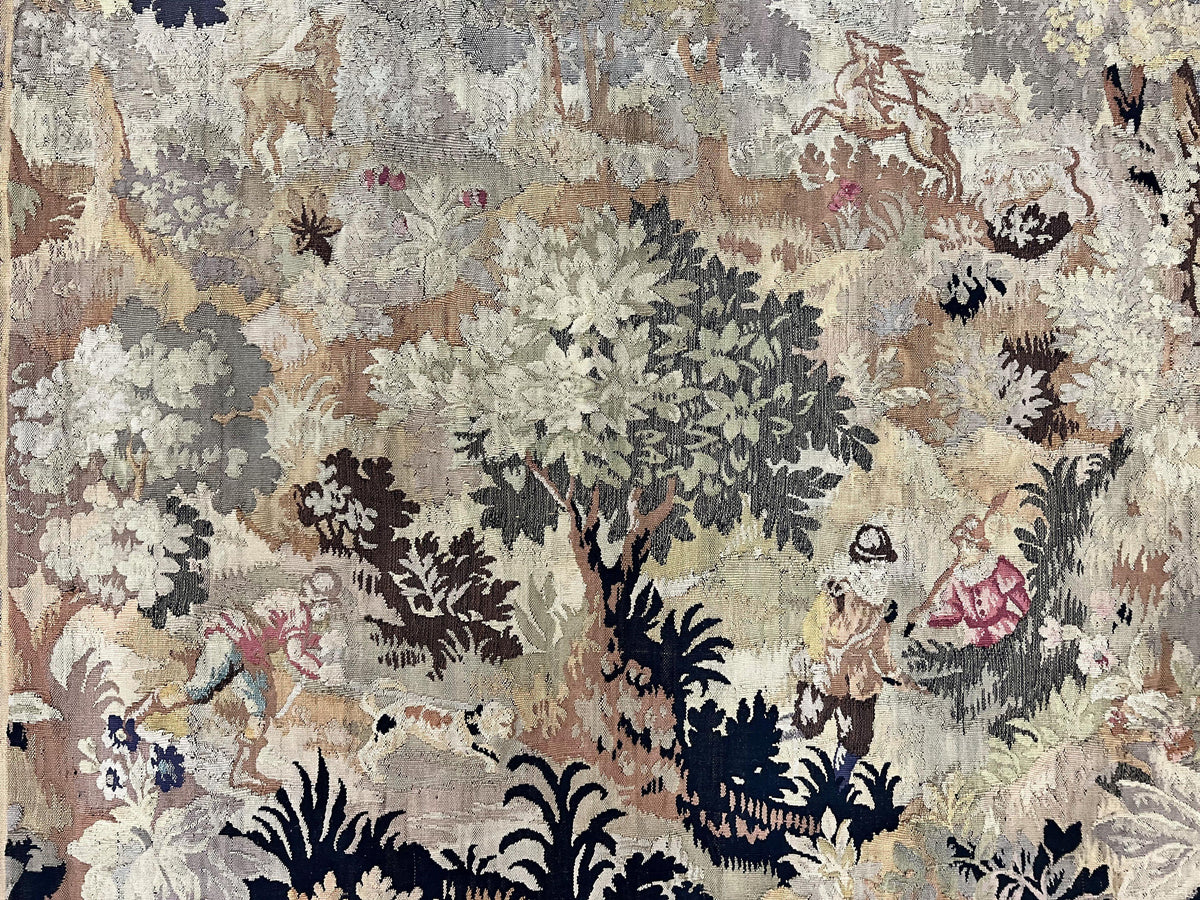 Antique French Tapestry 6x5 ft, European Handmade Wool Aubusson Weave Vintage Tapestry - Jewel Rugs, view 4