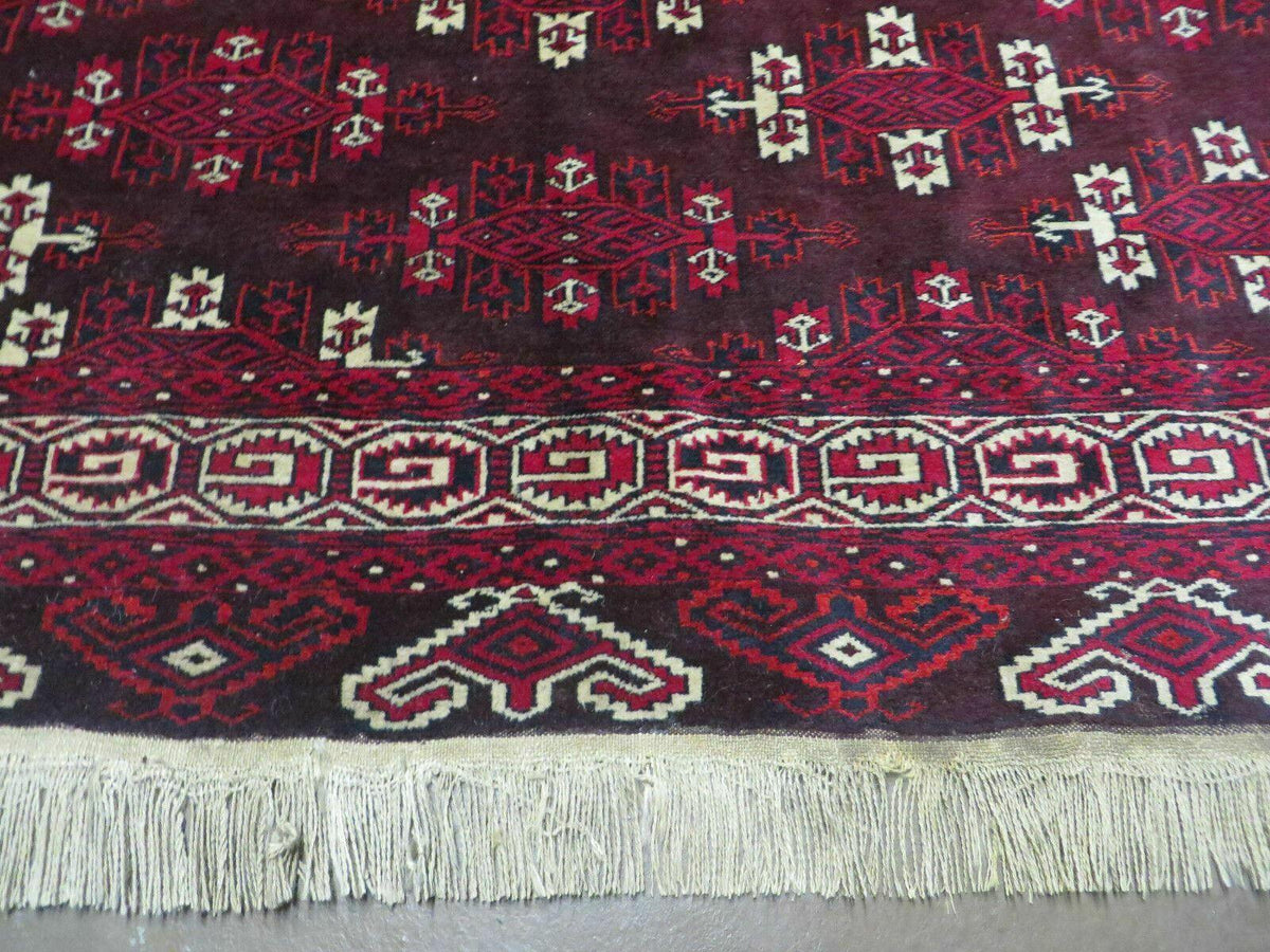 7' X 10' Antique Handmade Yamud Turkoman Wool Rug Excellent - Jewel Rugs, view 6