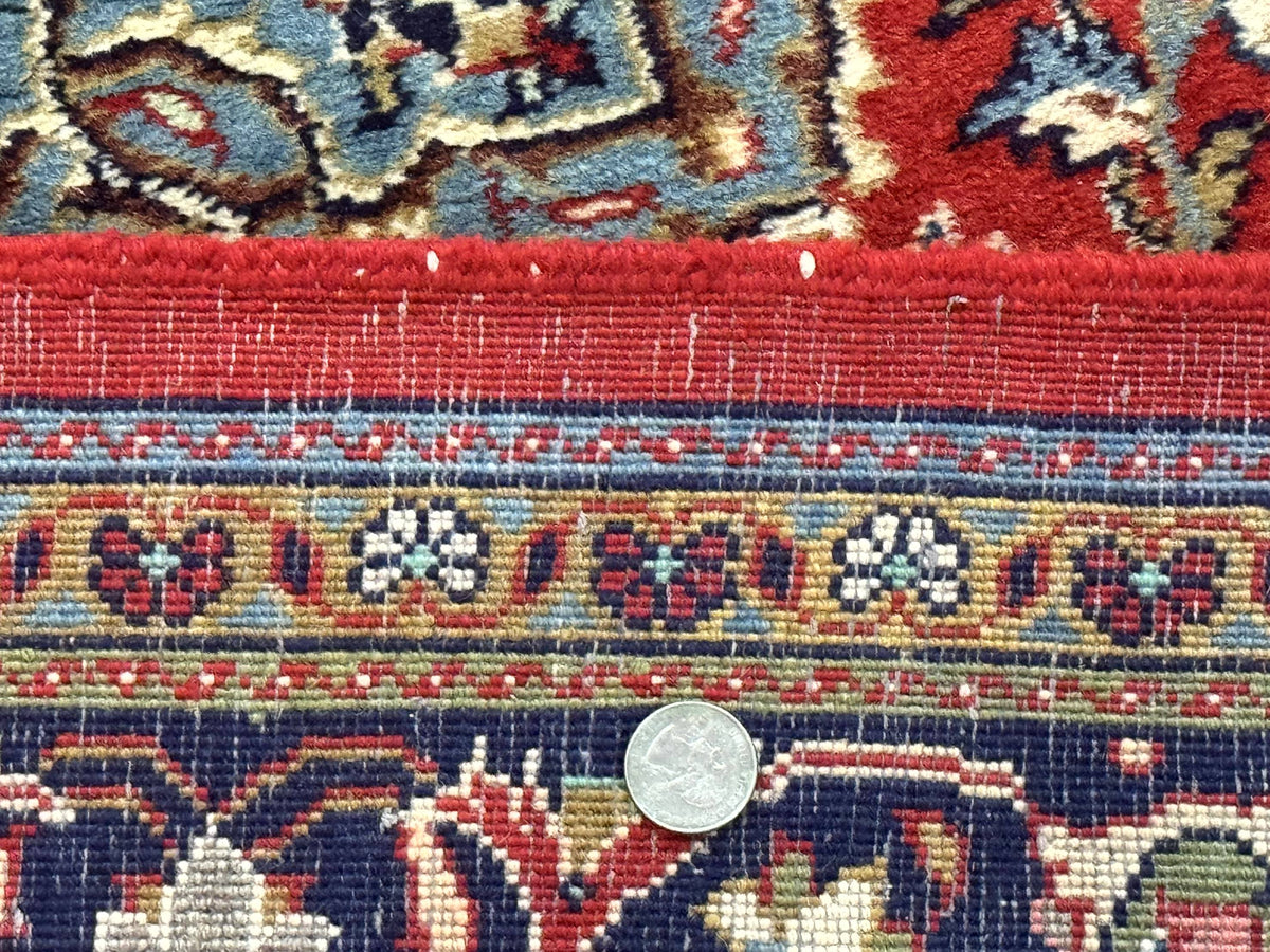 Persian Sarouk Rug 4x7, Red Navy Blue Vintage Wool Medallion Carpet - Jewel Rugs, view 11