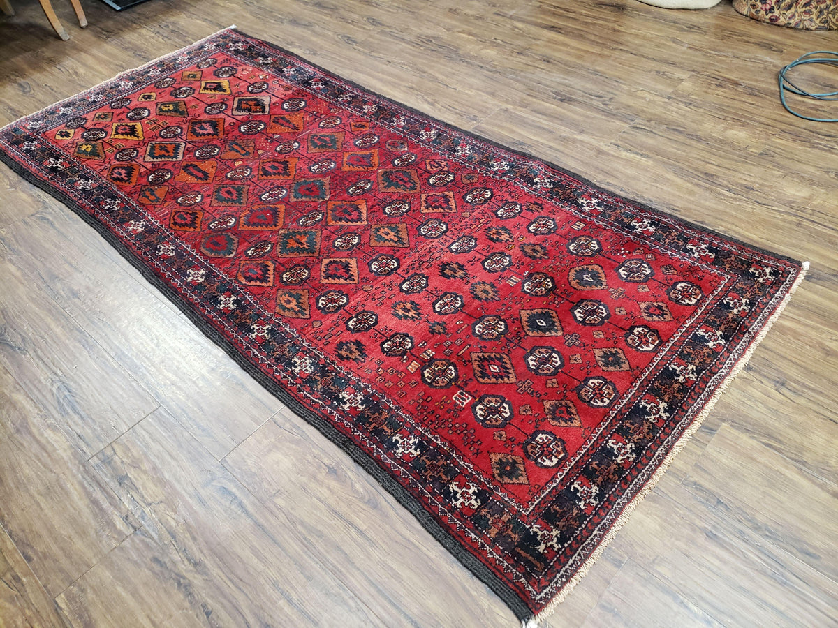 4 x 8 Handmade Baluch Afghan Turkoman Tribal Wool Rug Organic Dyes 8x4 Carpet - Jewel Rugs, view 13