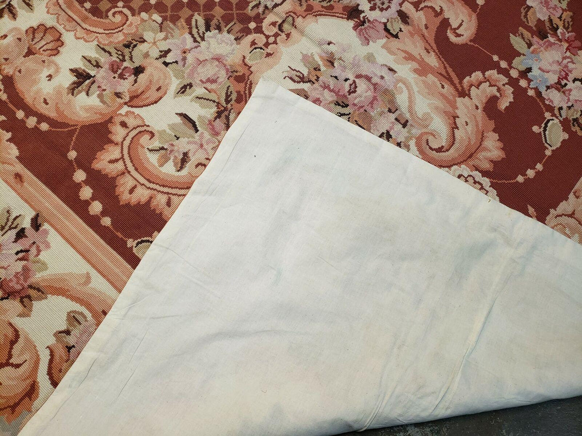 6' X 9' Vintage Handmade Chinese Needlepoint Wool Rug Flat Weave - Jewel Rugs, view 11