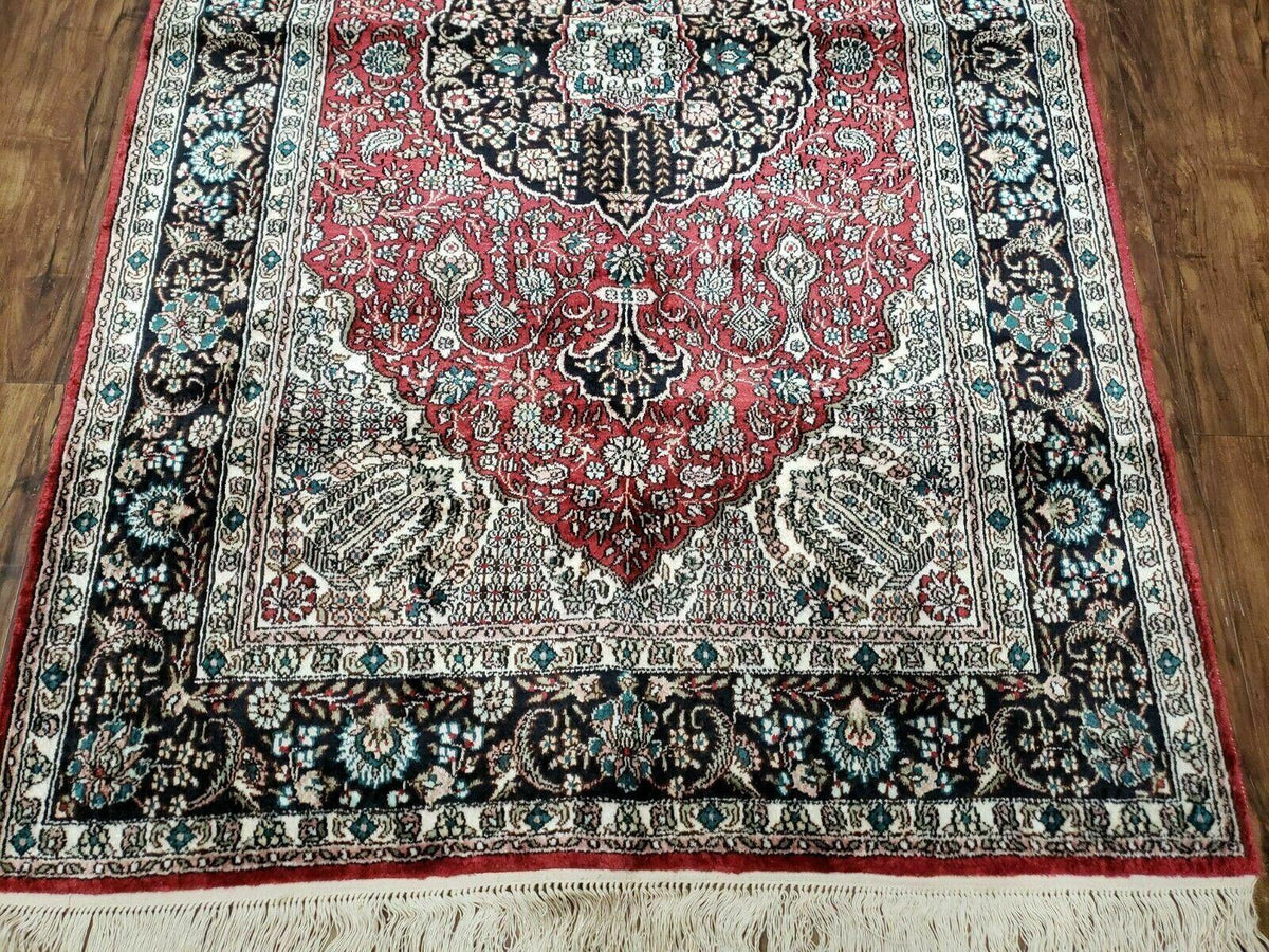 3' X 5' Vintage Fine Handmade India Oriental Kashmir Silk Rug 400 KPSI Wow - Jewel Rugs, view 5