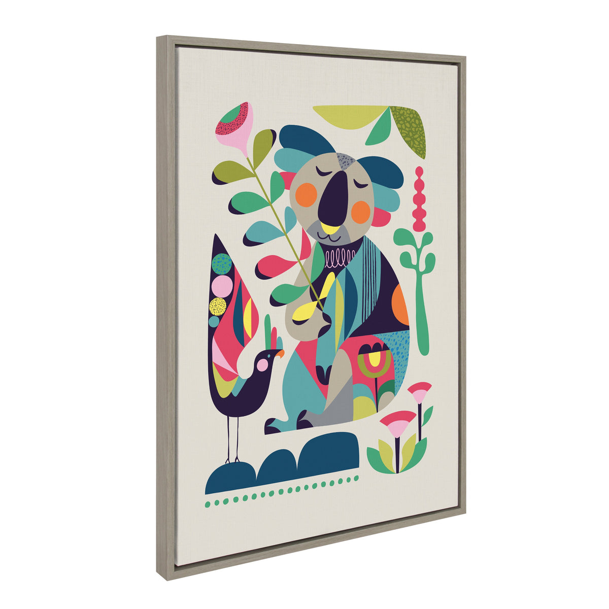 Sylvie Mid Century Modern Koala Framed Canvas by Rachel Lee of My Dream Wall