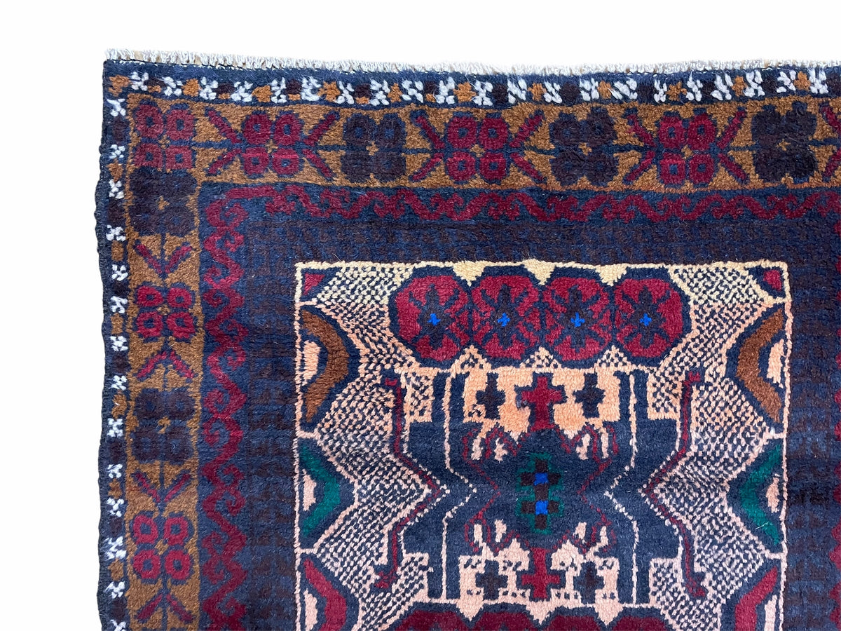 3 X 5 Vintage Handmade Tribal Wool Rug Balouchi Rug Afghan Rug Red Beige Nice - Jewel Rugs, view 6
