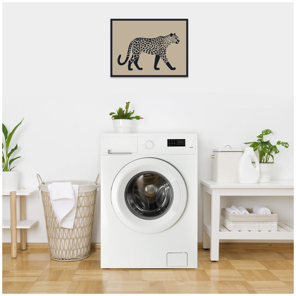 Modern Linocut Leopard 2 by The Creative Bunch Studio Framed Canvas Wall Art Print