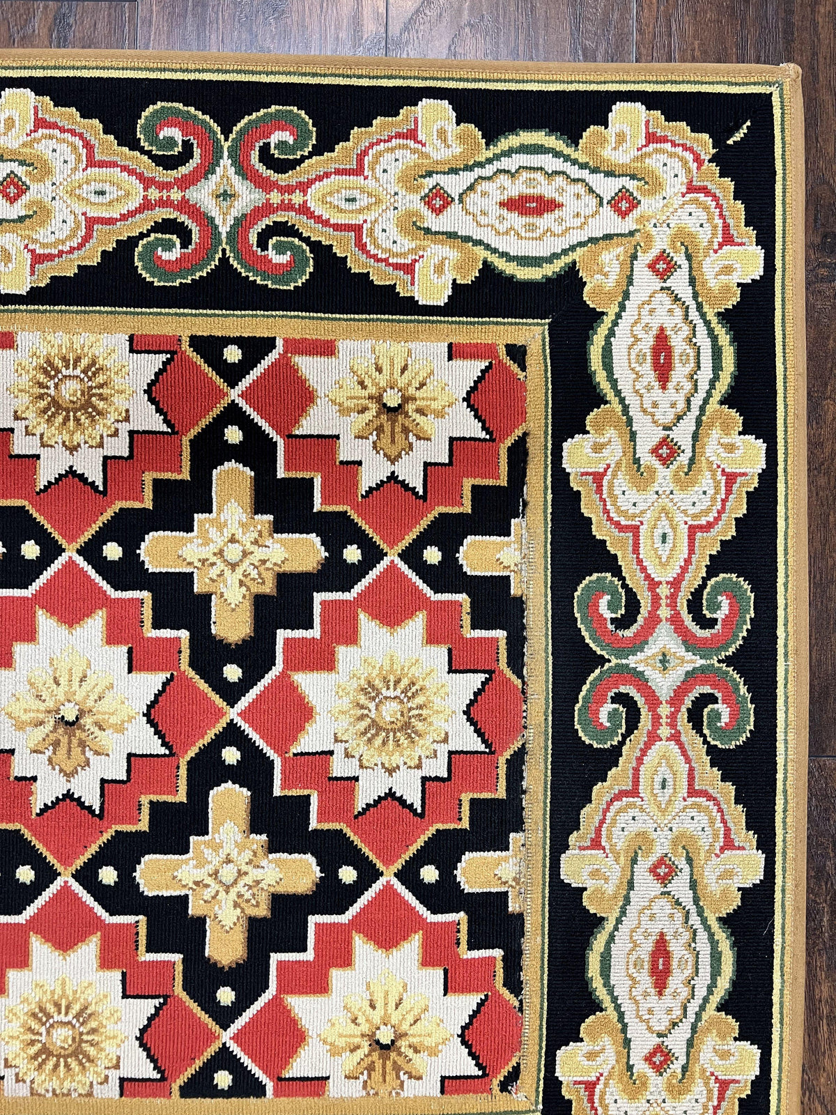 Vintage Runner Rug 3.5 x 14, Long Runner Rug, Stark Custom Made Carpet, European Design, Red Black Ivory Tan, Long Rug for Hallway - Jewel Rugs, view 8