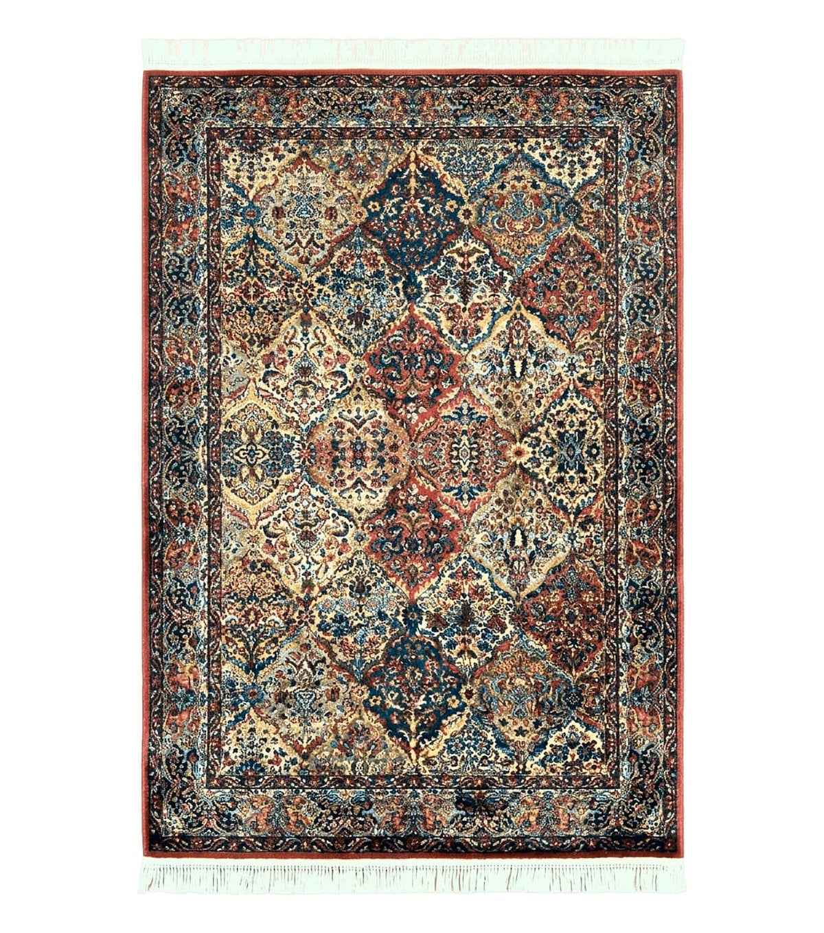 Karastan Multicolor Panel Kirman Rug #717, Wool Karastan Rug 5.9 x 9, Vintage Multipanel Kirman, Original Karastan Collection 700 Series - Jewel Rugs