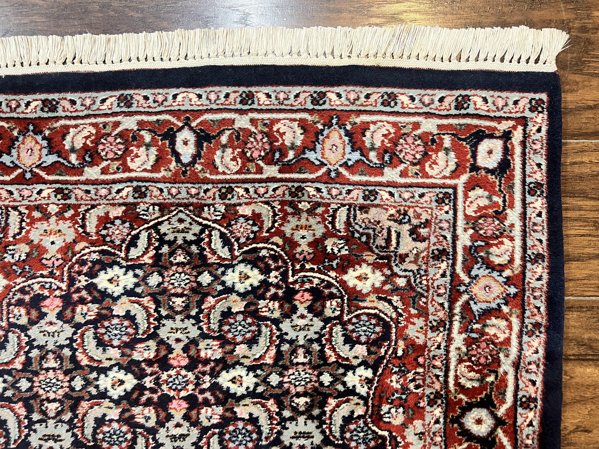 Indo Persian Rug 3x4, Herati Allover Pattern, Midnight Blue and Red, Small Vintage Handmade Wool Rug - Jewel Rugs, view 8