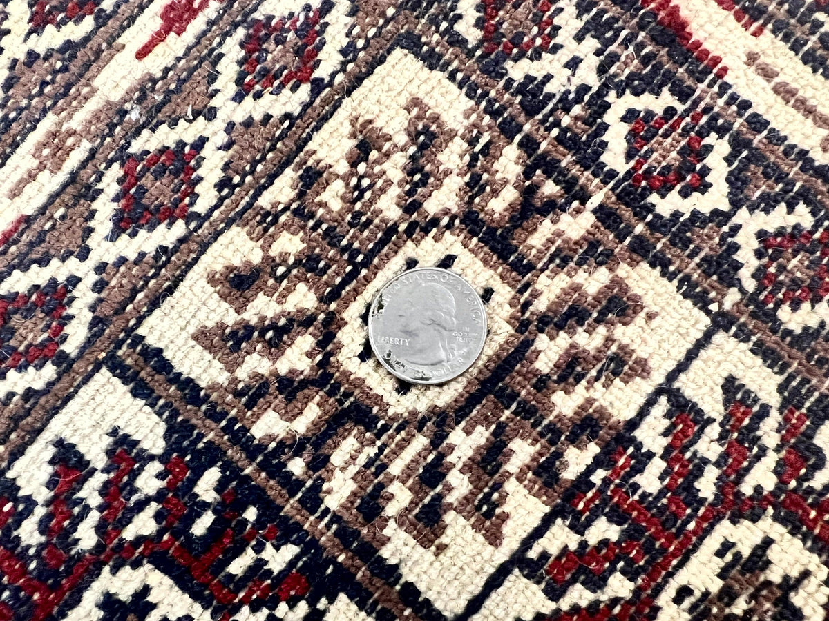 Pakistani Bokhara Rug 4x6, Turkoman Carpet, Vintage Handmade Wool Rug, Ivory - Jewel Rugs, view 13