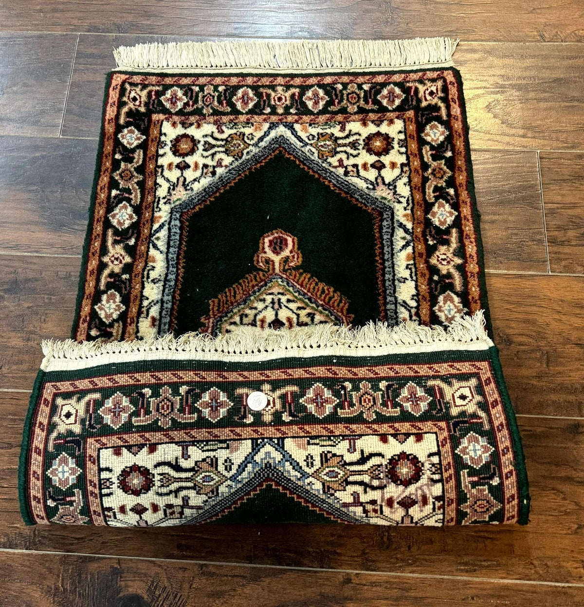 Small Indo Persian Dark Green Rug 2x3, Geometric Semi Open Field - Jewel Rugs, view 10