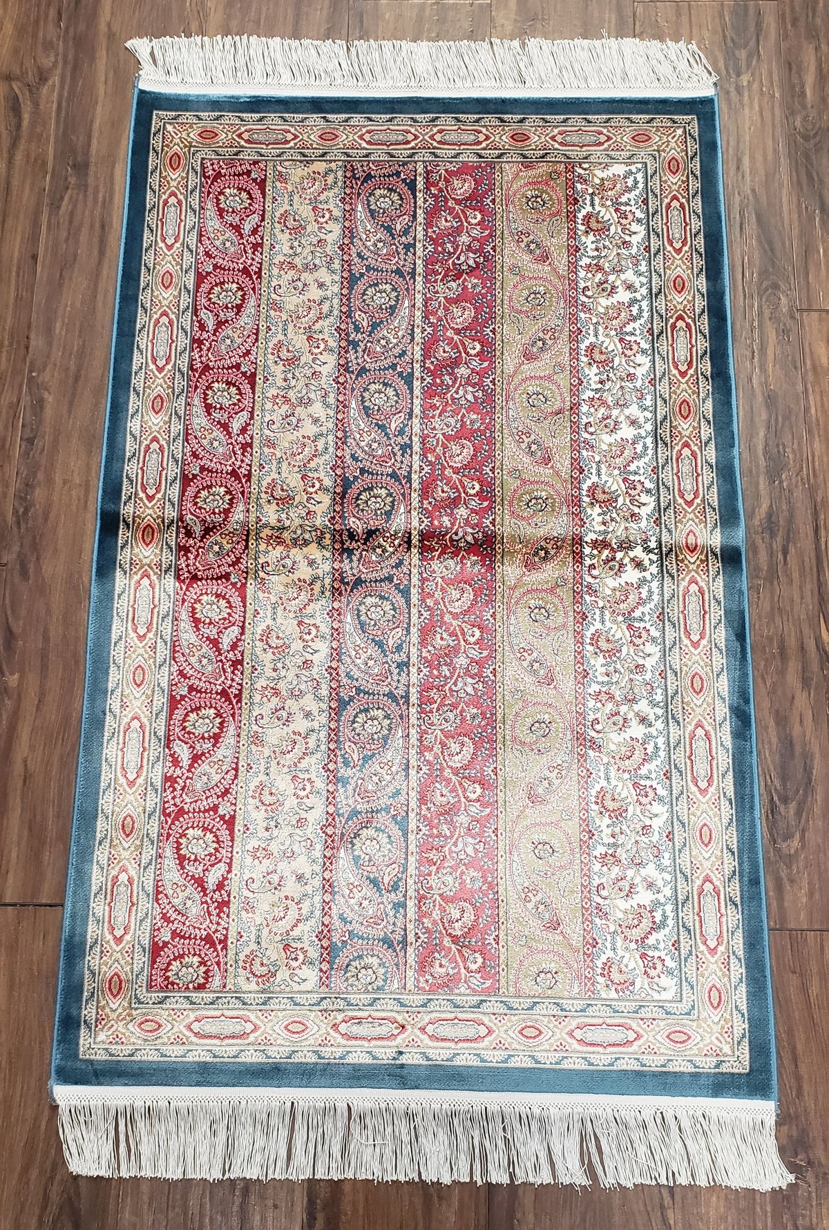 Paisley Pattern Silk Rug, Boteh Design, All Silk Accent Rug, Oriental Carpet, Very Detailed, 2' 8" x 4' 1", New, Bamboo Silk - Jewel Rugs, view 2