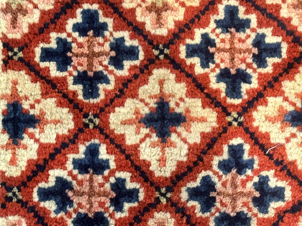 Small Antique Chinese Rug 2x2, Red Blue Square Rug Mat, Handmade, Tibetan Rug - Jewel Rugs, view 5
