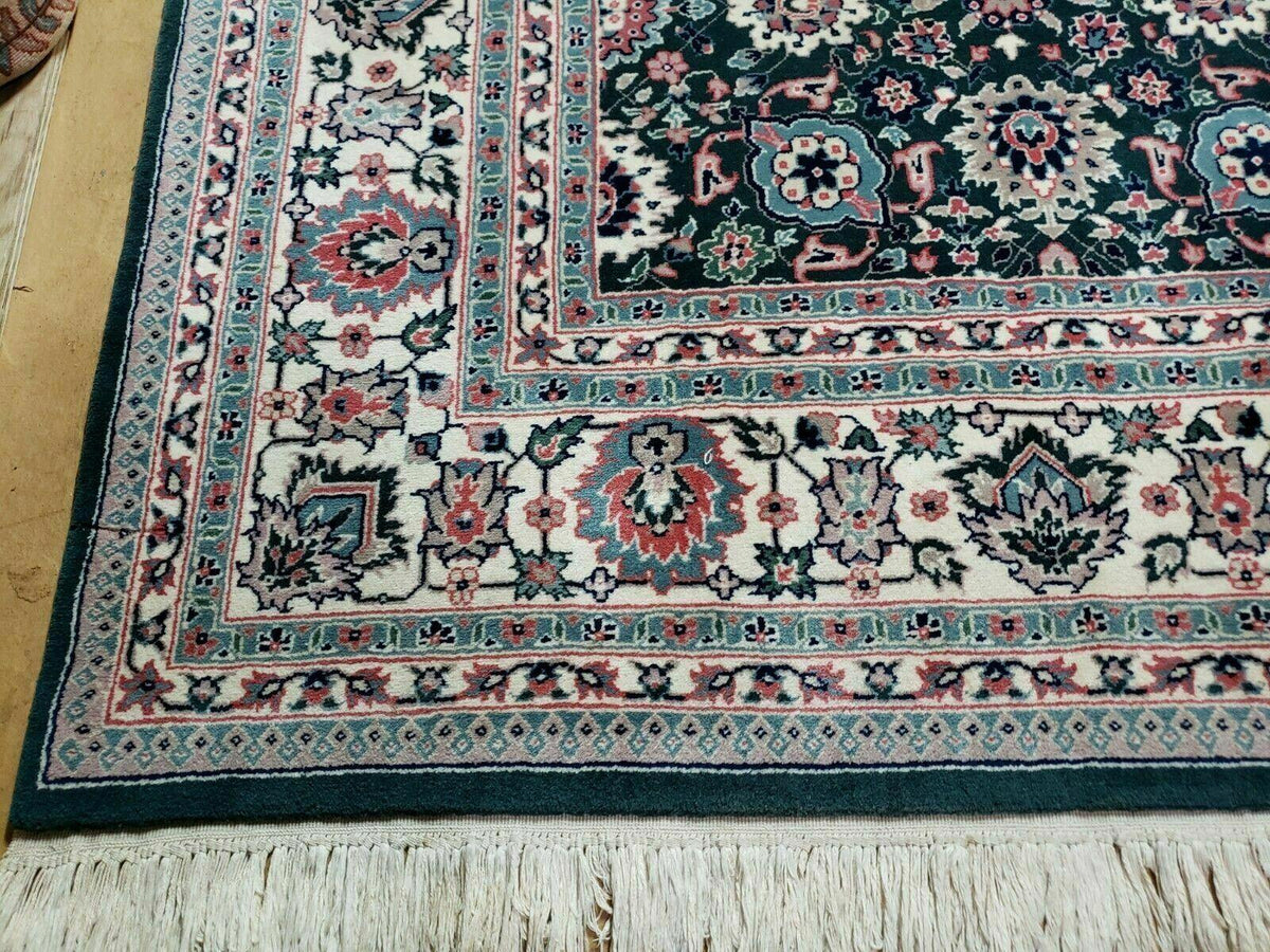 8' X 10' Handmade Indian Oriental Wool Rug Carpet Organic Dye Forest Green Nice - Jewel Rugs, view 8