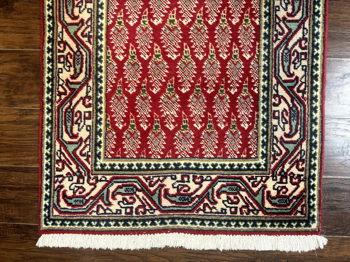 Persian Tabriz Runner Rug 3x16, Paisley Boteh Design, Red and Cream, Rug for Hallway, 16ft Wool Runner - Jewel Rugs, view 6