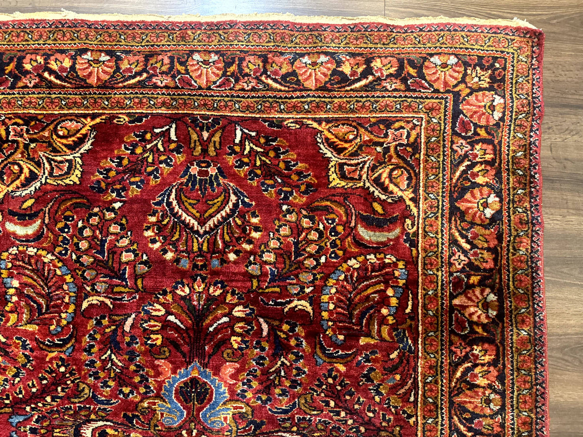 Persian Lilihan Rug 5x6, Red, Floral, Antique Persian Carpet - Jewel Rugs, view 8