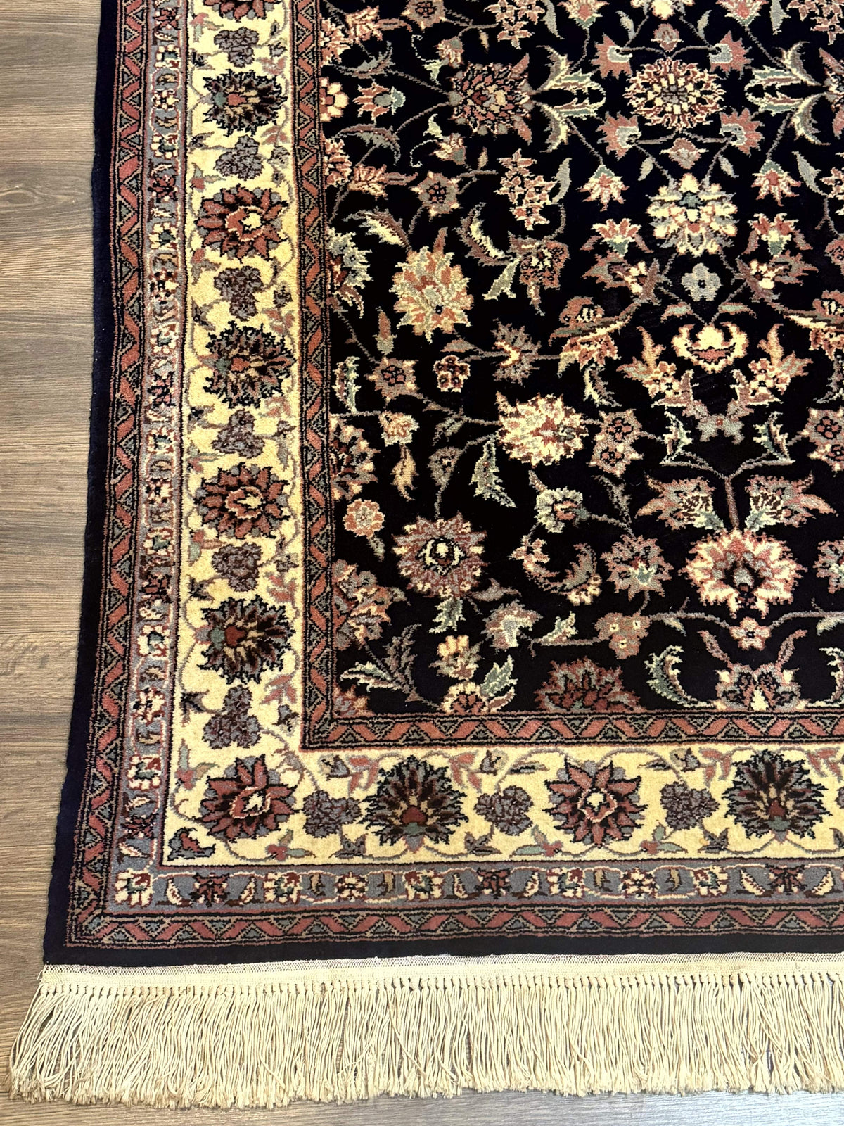 Sino Persian Rug 4x6, Navy Blue and Cream, Floral Allover Oriental Carpet - Jewel Rugs, view 9