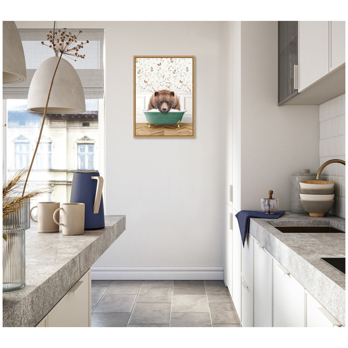 Sylvie Big Bear in Meadow Bathtub Framed Canvas by Amy Peterson