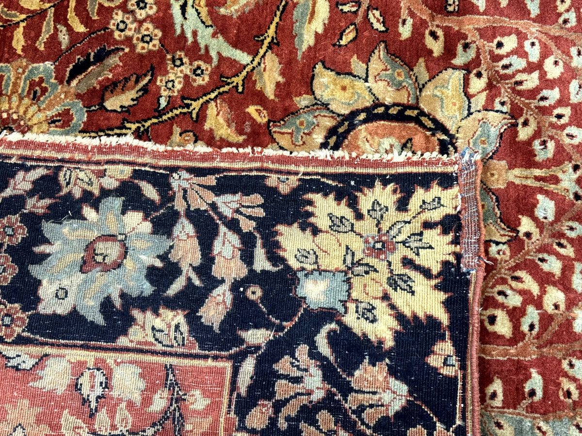 Indian Agra Rug 9x11, Terracotta and Navy Blue, Sickle Leaf Rug - Jewel Rugs, view 11