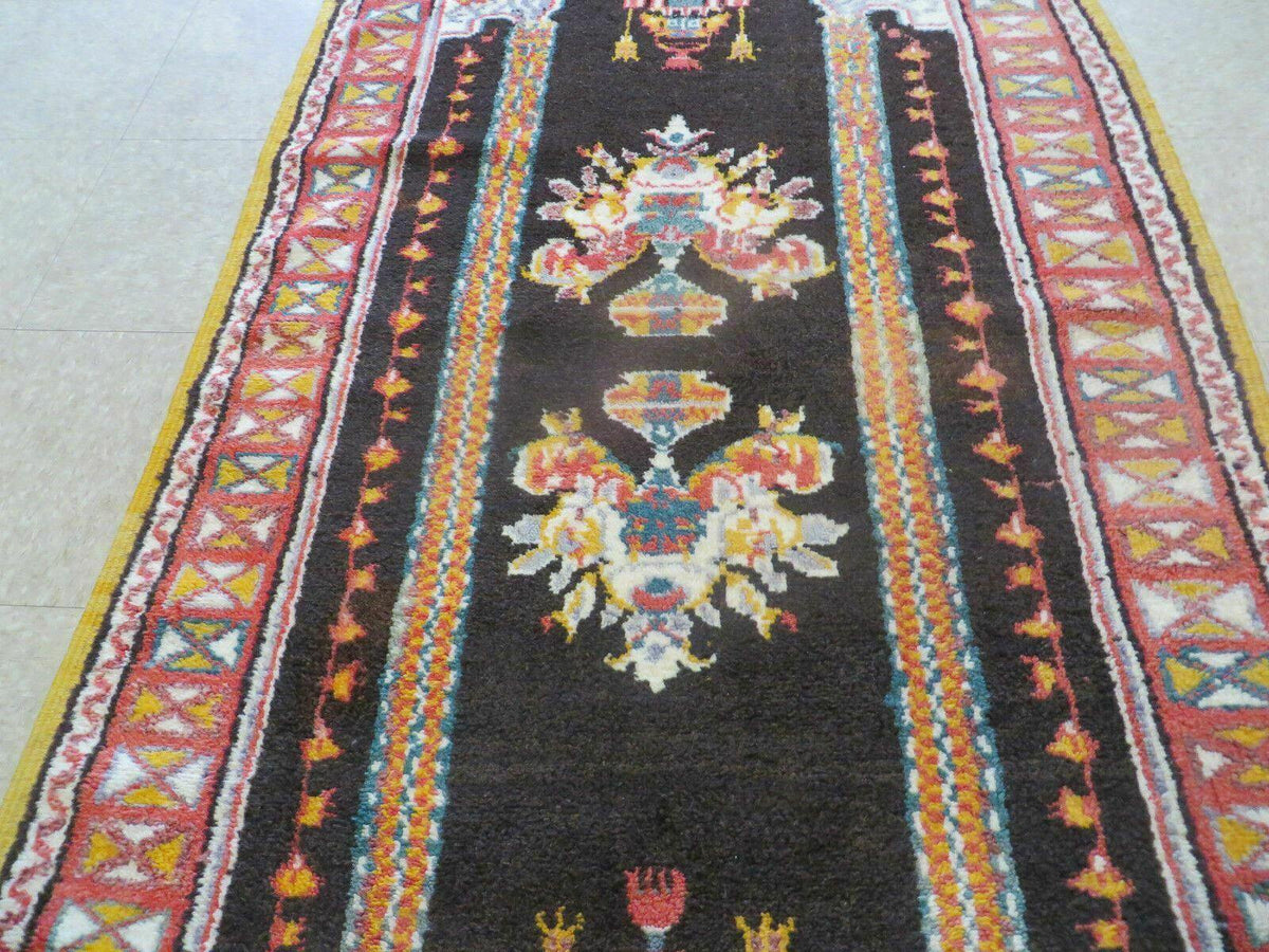 Antique Moroccan Runner Rug 3x7, Moroccan Prayer Rug, Double Mehrab Prayer Arches, Black and Red, Hand-Knotted Wool Carpet, Hallway Rug Nice - Jewel Rugs, view 5