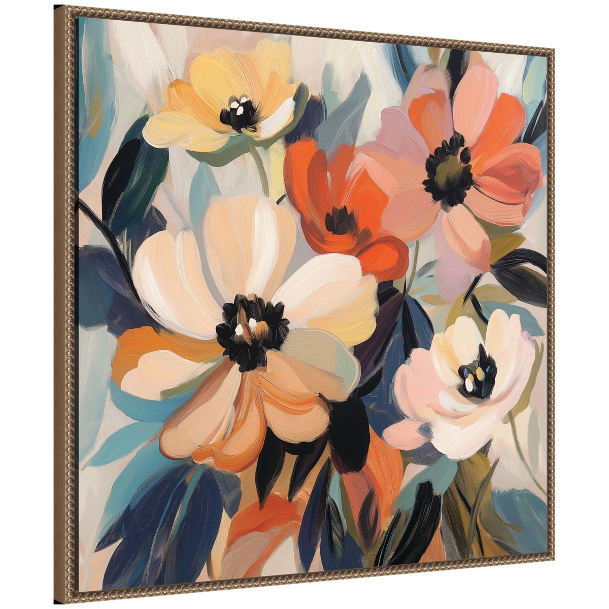 Sylvie Garden Bloom Abstract Bouquet III Framed Canvas by The Creative Bunch Studio