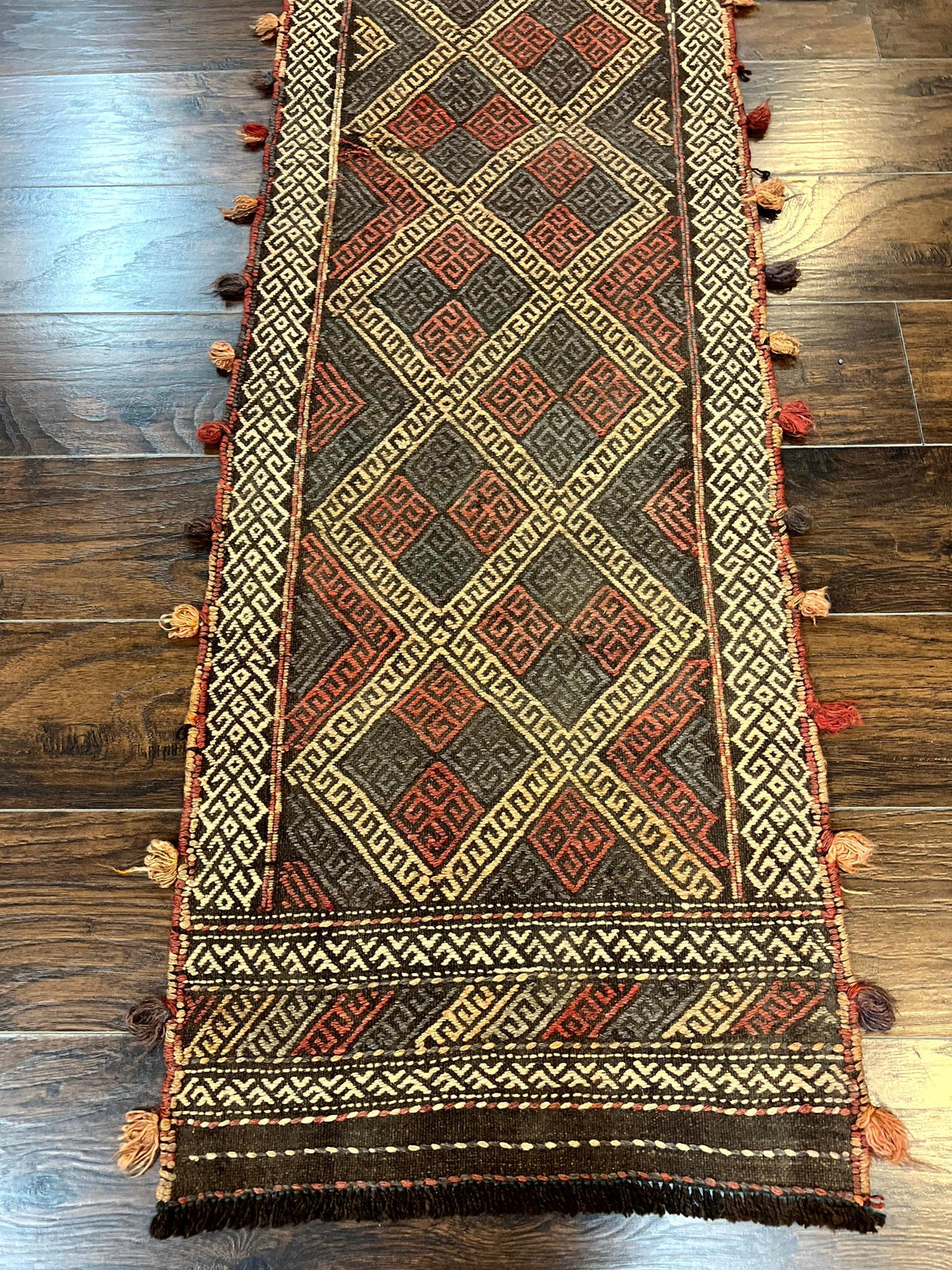 Tribal Runner Rug 2x8, Pakistani Turkoman Runner, Wool Handmade Vintage Rug - Jewel Rugs, view 5