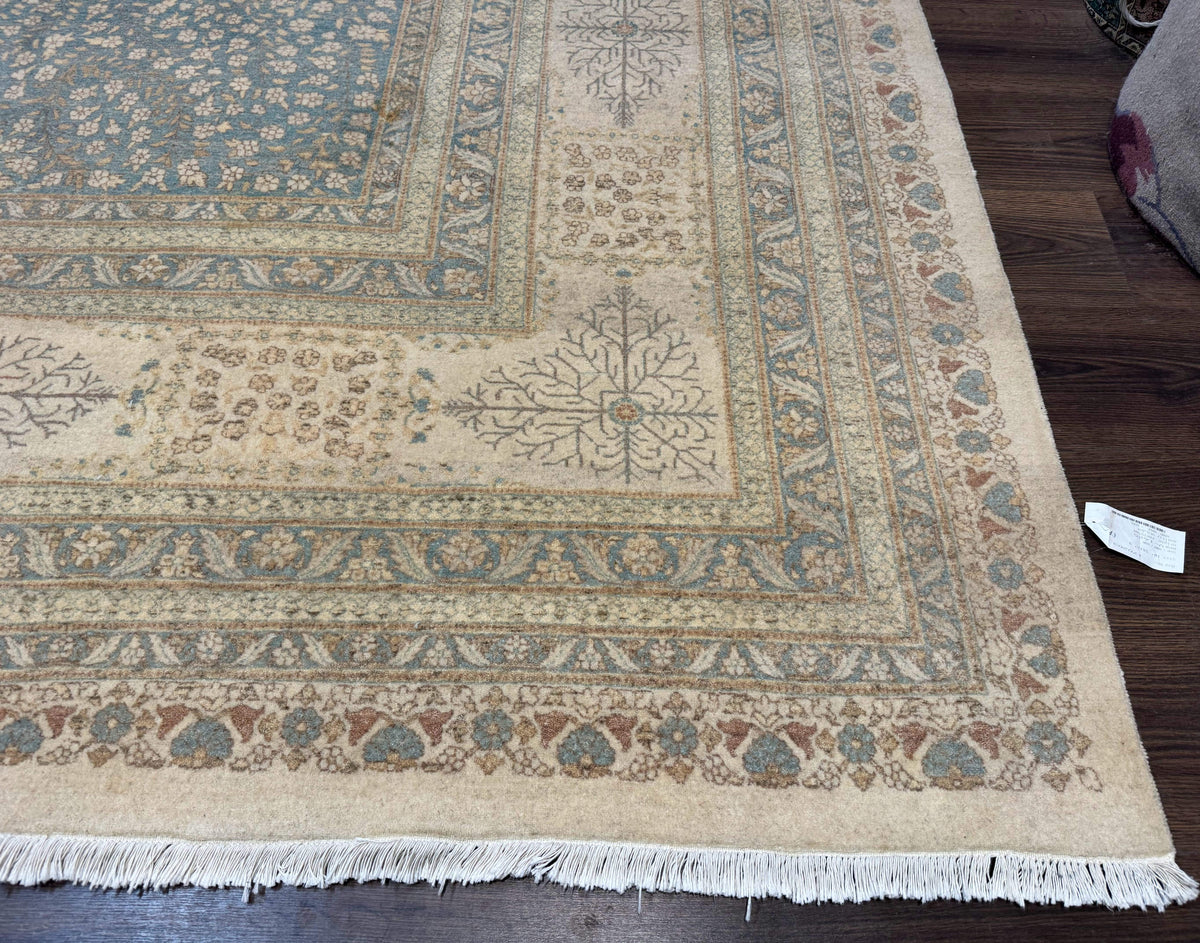 Palace Size Pak Persian Rug 12x18, Haji Jalili Design, Pakistani Carpet, Oat and Light Blue, Fine 260 KPSI - Jewel Rugs, view 10