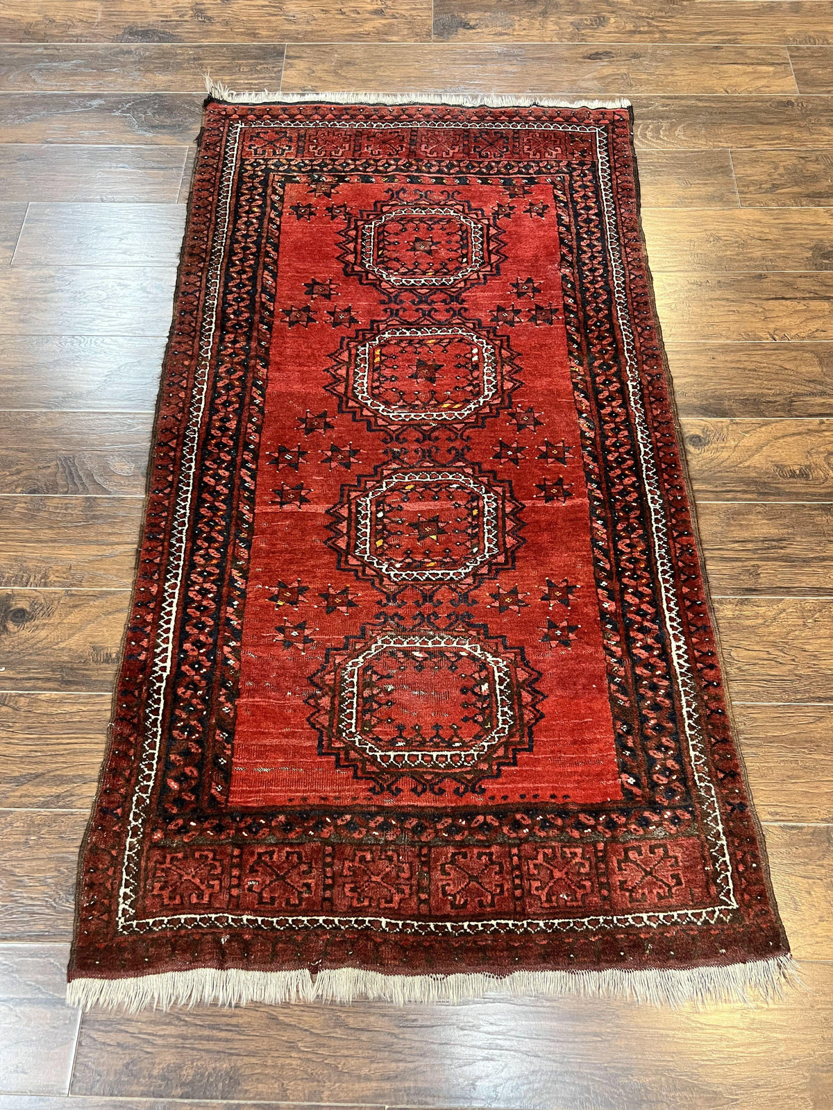 Afghan Rug 3x6, Semi Antique Vintage Oriental Carpet, Wool Handmade Red Rug, Tribal Rug, Afghan Beshir Rug - Jewel Rugs, view 2
