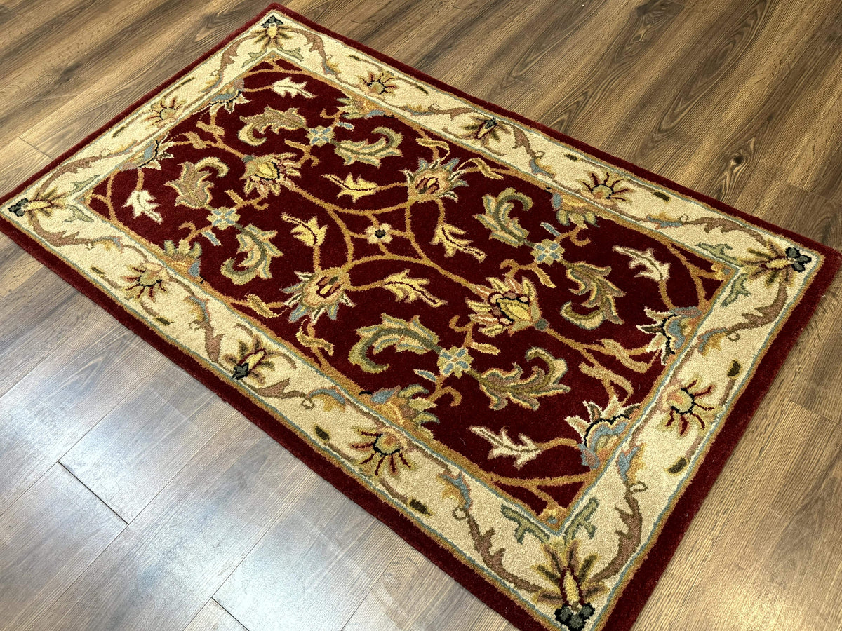 Small Floral Wool Rug 3x5, Safavieh Heritage Collection, Dark Red, Pair A - Jewel Rugs, view 6