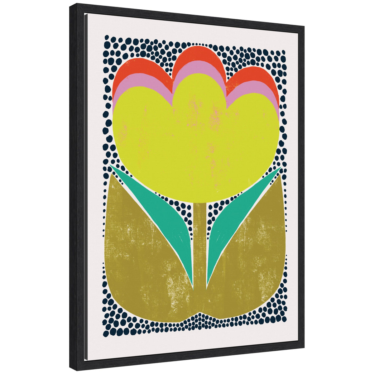 Triple Bloom by Hannah Beisang Framed Canvas Wall Art Print