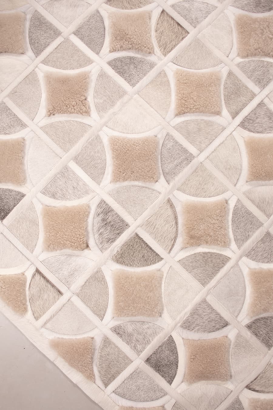 ALPHA – Custom Cowhide & Shearling Rug - Homelosophy, view 3